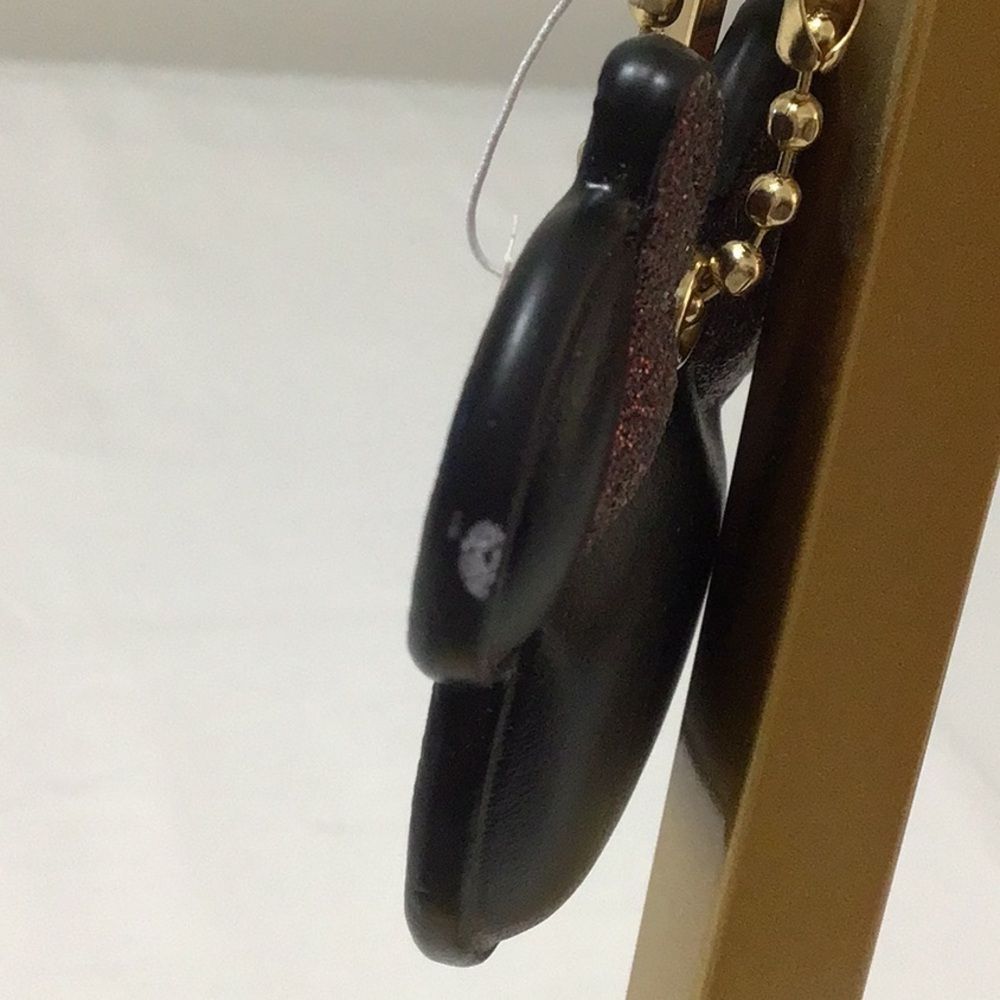 Coach X Disney Keychain Black and Brown Leather With Gold Accents Bag Charm Key - Picture 3 of 4
